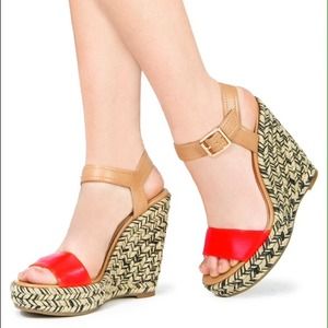 JustFab red wedge sandals
