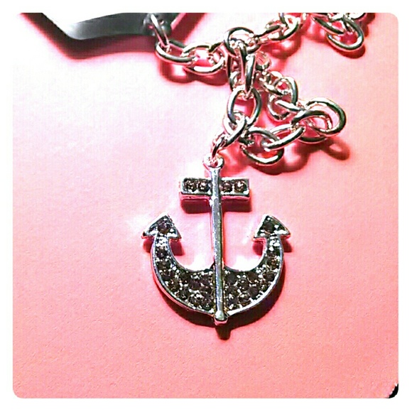 Anchor silver tone fashion bracelet