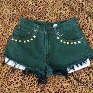 Green with black trim 560 high waisted shorts