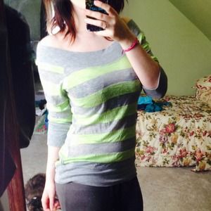 Green and grey off shoulder top