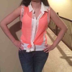 Neon pink top ( picture isn't coming out well sry)