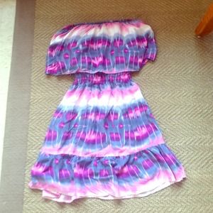 Tie dye strapless dress