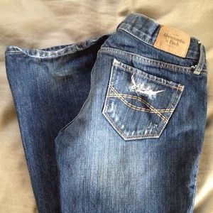Abercrombie & Fitch ripped dark blue jeans