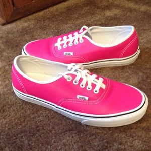 Women's hot pink Leather Vans classics