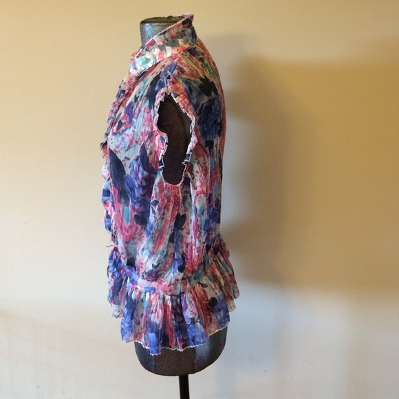 Sheer Multi-Colored button up - Picture 2 of 4