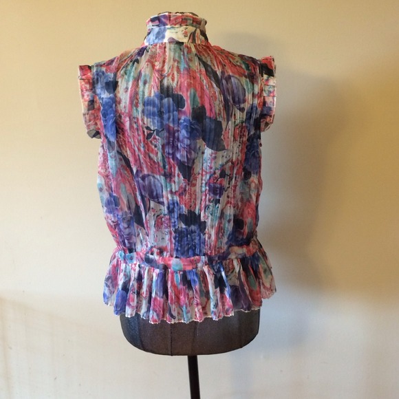 Sheer Multi-Colored button up - Picture 3 of 4