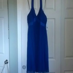NWT Beautiful Blue Maggy London deep V dress