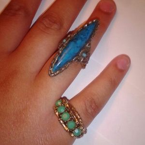 Bundle Vintage Adjustable Rings Turquoise an Green