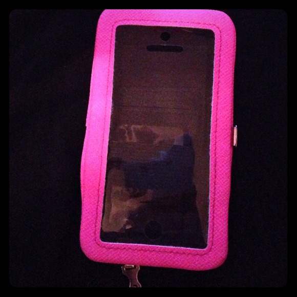 iPhone 5 case with wallet (bright pink)