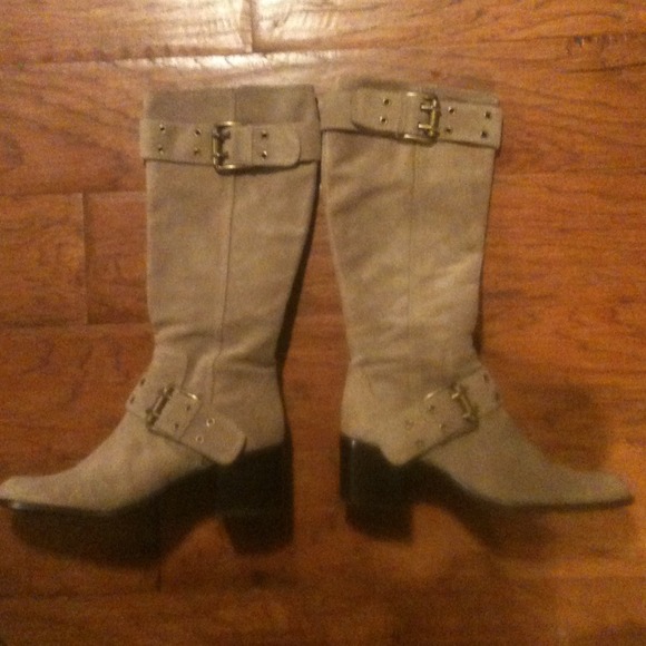 Camel Sarah Bennett suede knee boots size 7M - Picture 1 of 4
