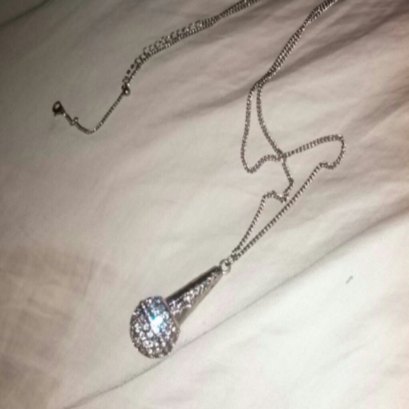 Microphone necklace with diamonds