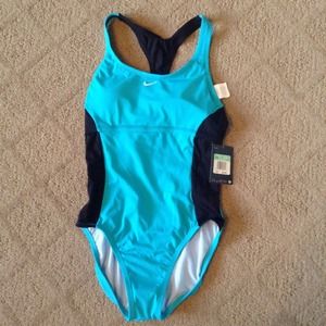 Nike blue and black swim suit