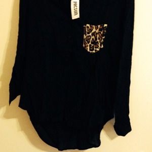 Pacsun leopard pocket blouse