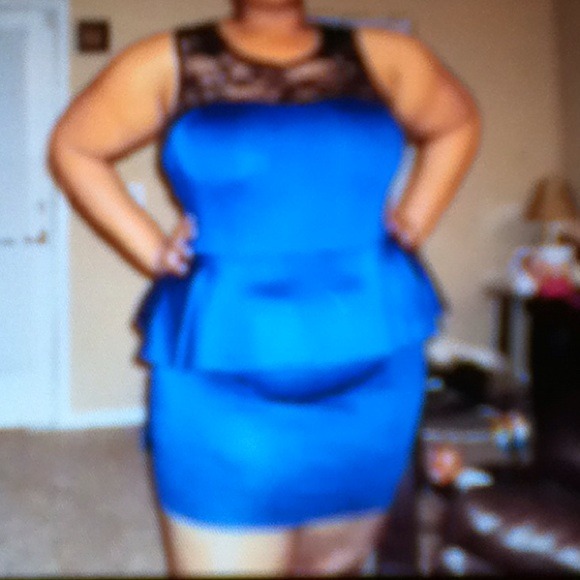 Navy blue lace top peplum