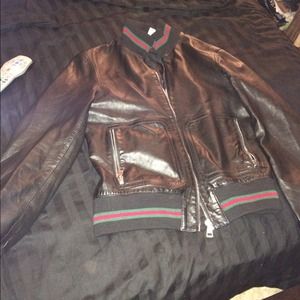 Gucci men leather coat brand with tags on
