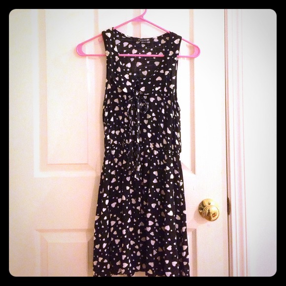Black dress with white hearts collar