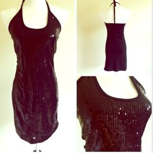 2 Dresses! Halter Dress with Black Sequins size M.