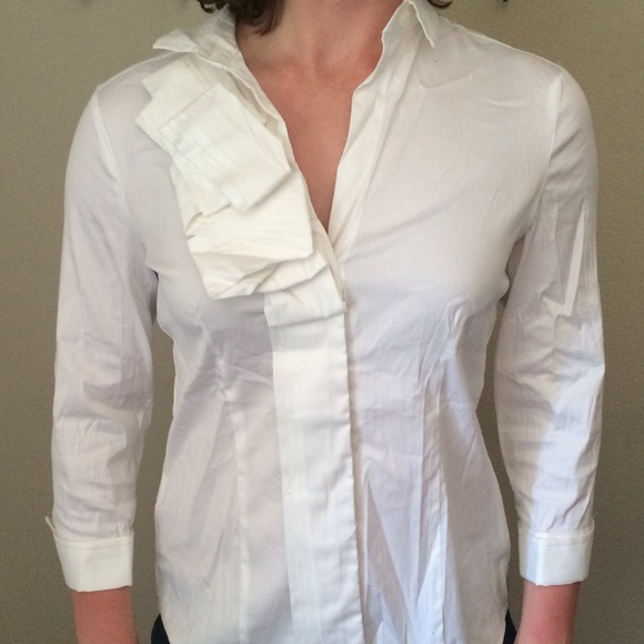 Ribboned White Button Up