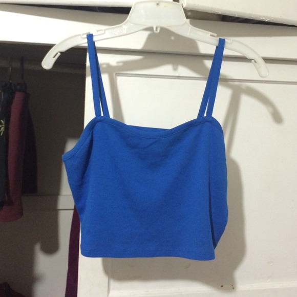 Topshop Blue Crop Top Spaghetti Straps