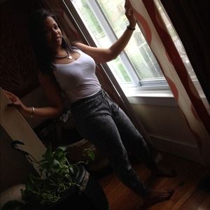 Acid wash denim drawstring joggers