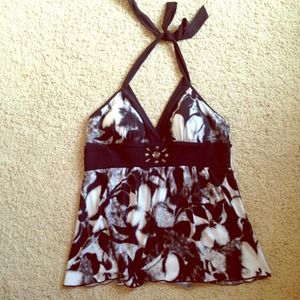 SOLD Black and white halter tank top