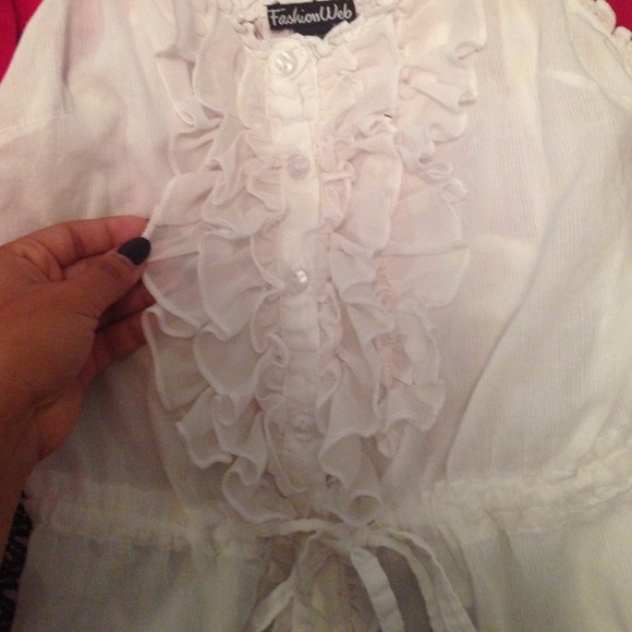 White tank ruffle button up top - Picture 2 of 2