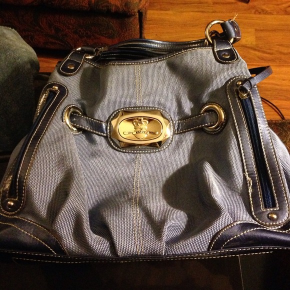 Kathy Van Zeeland cobalt/ light navy purse