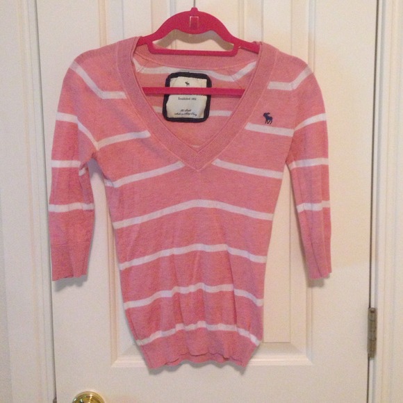 Pink and White Stripped A&F Sweater