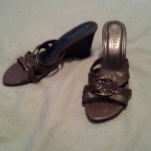 Brown, wedge sandals