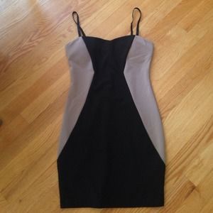 Little black dress with cocoa colored details