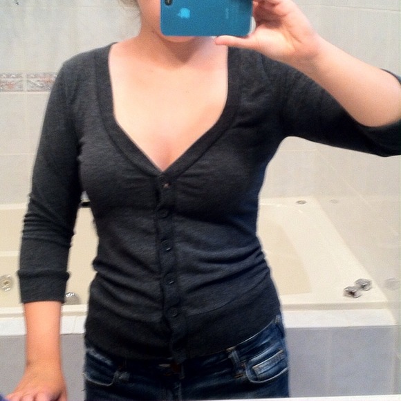 Dark gray button down sweater