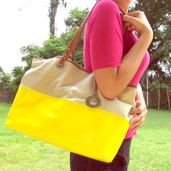 Neon yellow stripe Nine West bag