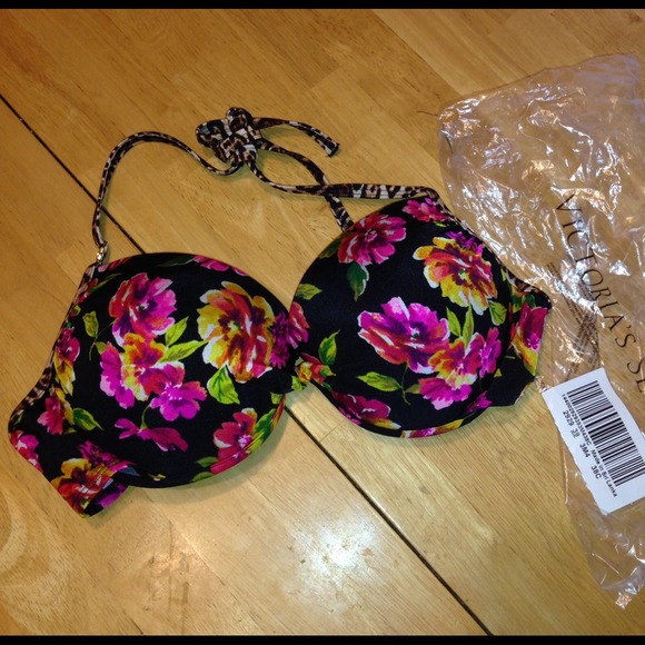 Floral & Cheetah Victoria's Secret swim suit top