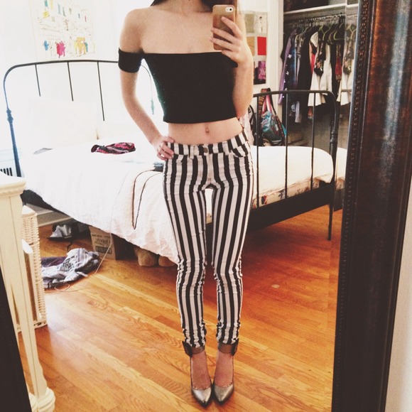 Black and White striped pants