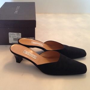 Celine Black Satin Mules