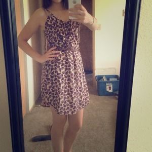 Squirrel print purple dress