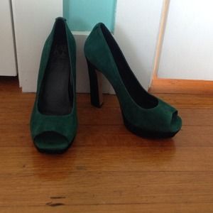 MRKT. Suede Green Heels