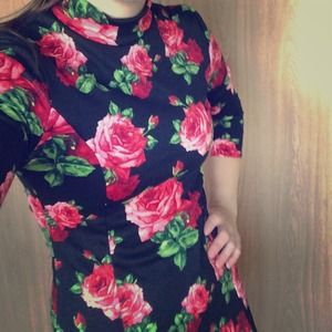 SALE: High neck black floral sundress
