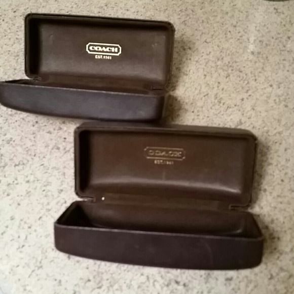 2 brown leather Coach brand sunglasses cases