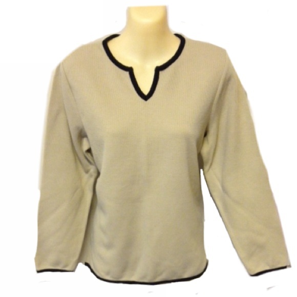 Ab) Sag Harbor Women’s Knit Top Small Chico Green Long Sleeve Split Neck