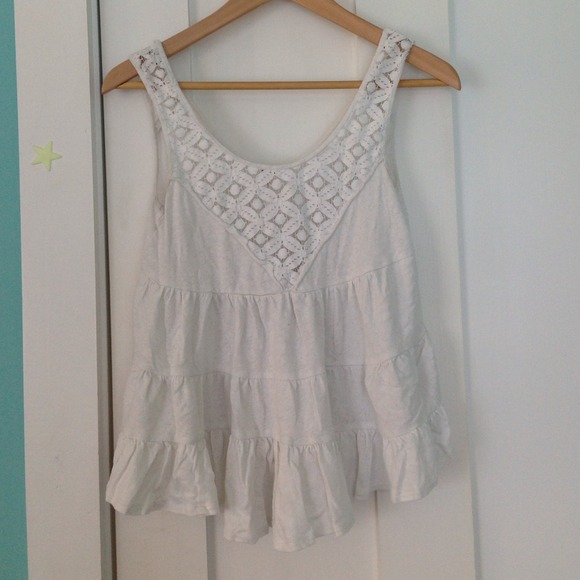 Free People White Lace Tank Top