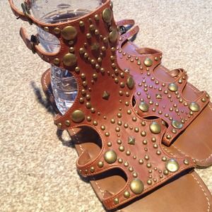 Brown studded gladiator sandals