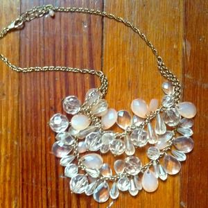 Pretty pink stone necklace with gold-colored chain