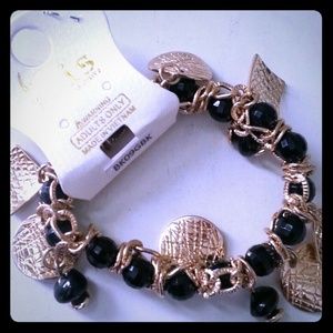 Gold and Black Charm Bracelet