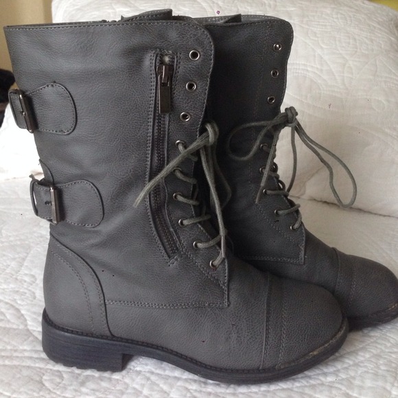 Gray Combat Boots
