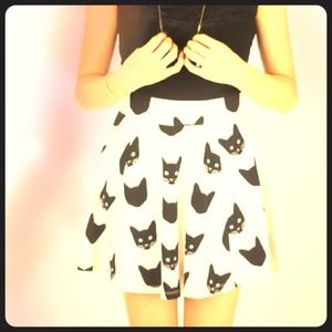 Cat print skater skirt