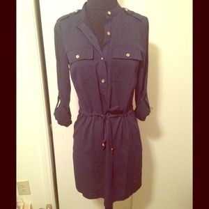 Michael Kors Cinch waist Roll Sleeve Dress