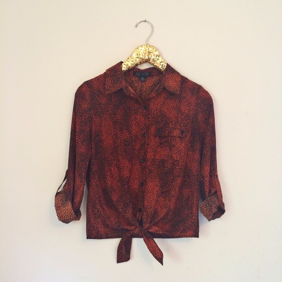 Printed tie blouse