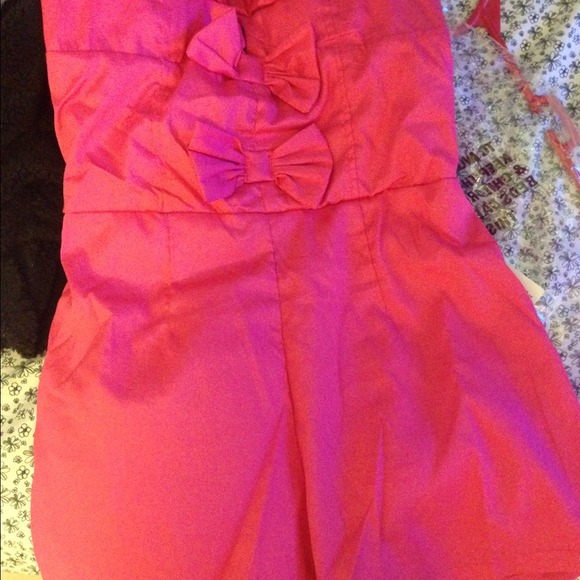 Hot pink bow romper