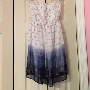 Ombre strapless tie front dress